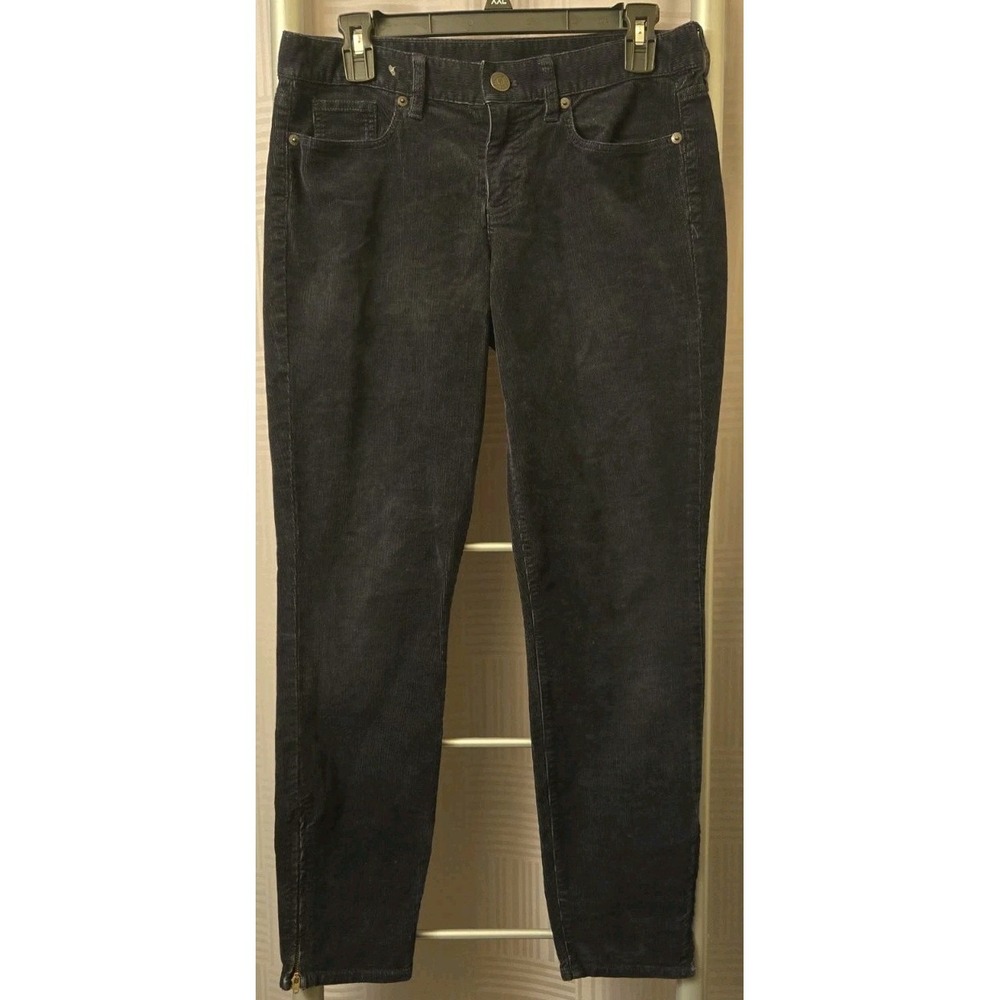 J.Crew Women 28 Pants Navy Corduroy Toothpick Skinny Mid Rise Ankle Zip Classic